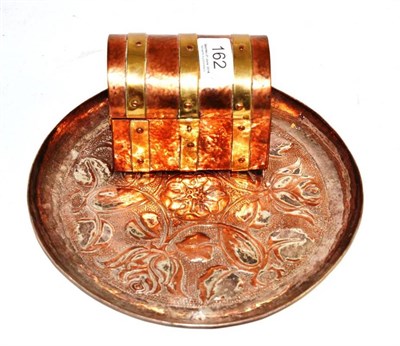 Lot 162 - Mawson of Keswick embossed dish and a copper casket