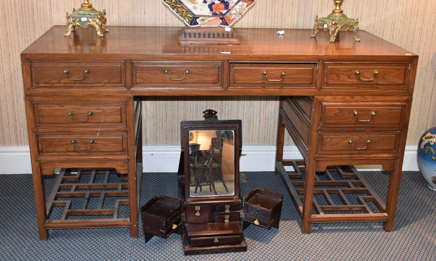 Lot 1259 - An Early 20th Century Elm Chinese Desk, with...