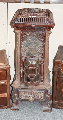 Lot 1182 - A Large Victorian Enemalled Cast Iron Stove,...