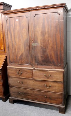 Lot 1324 - A George III Mahogany Linen Press, late 18th...