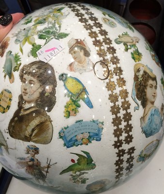 Lot 8 - A Victorian Decalcomania Ball, decorated with...