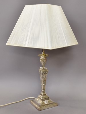 Lot 52 - A Silver Candle Stick, converted to a table lamp