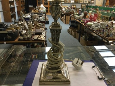 Lot 52 - A Silver Candle Stick, converted to a table lamp