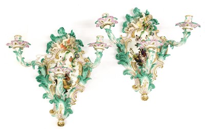 Lot 187 - A Pair of Meissen-Style Porcelain Three-Light...