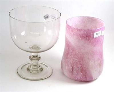 Lot 168 - A large Monart type pink mottle glass vase and a giant rummer