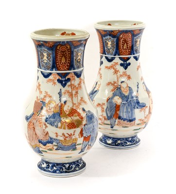 Lot 210 - A Pair of Imari Porcelain Baluster Vases,...