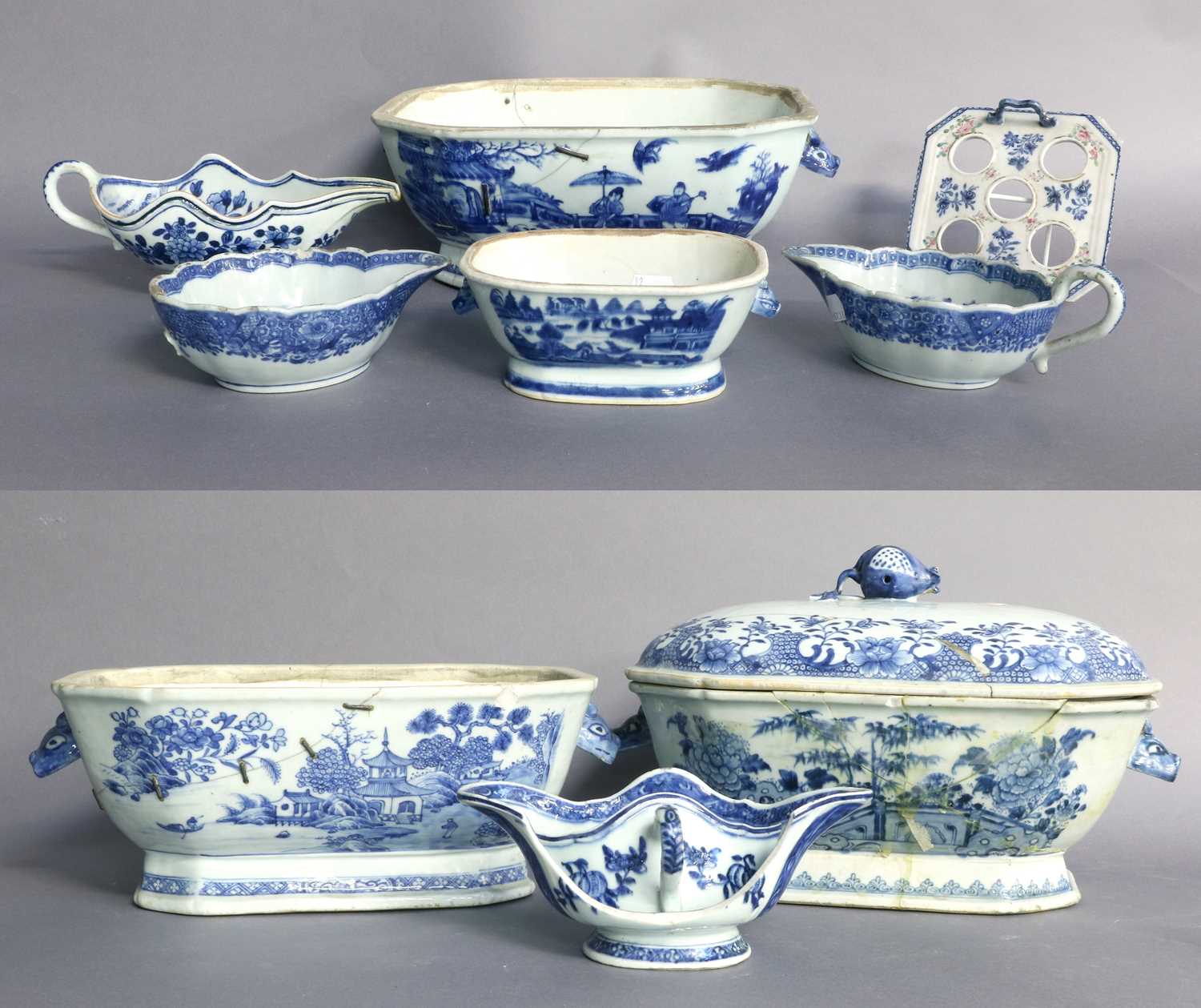 Lot 79 - Three Various Chinese Porcelain Soup Tureens...