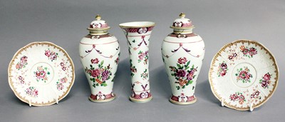 Lot 49 - A Garniture of Three Samson Porcelain Vases in...