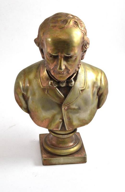 Lot 178 - A polished metal bust of Gladstone