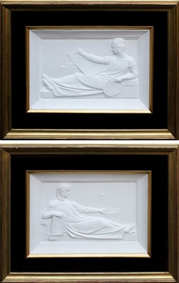 Lot 1076 - A Pair of Plaster Reliefs depicting Dante and...