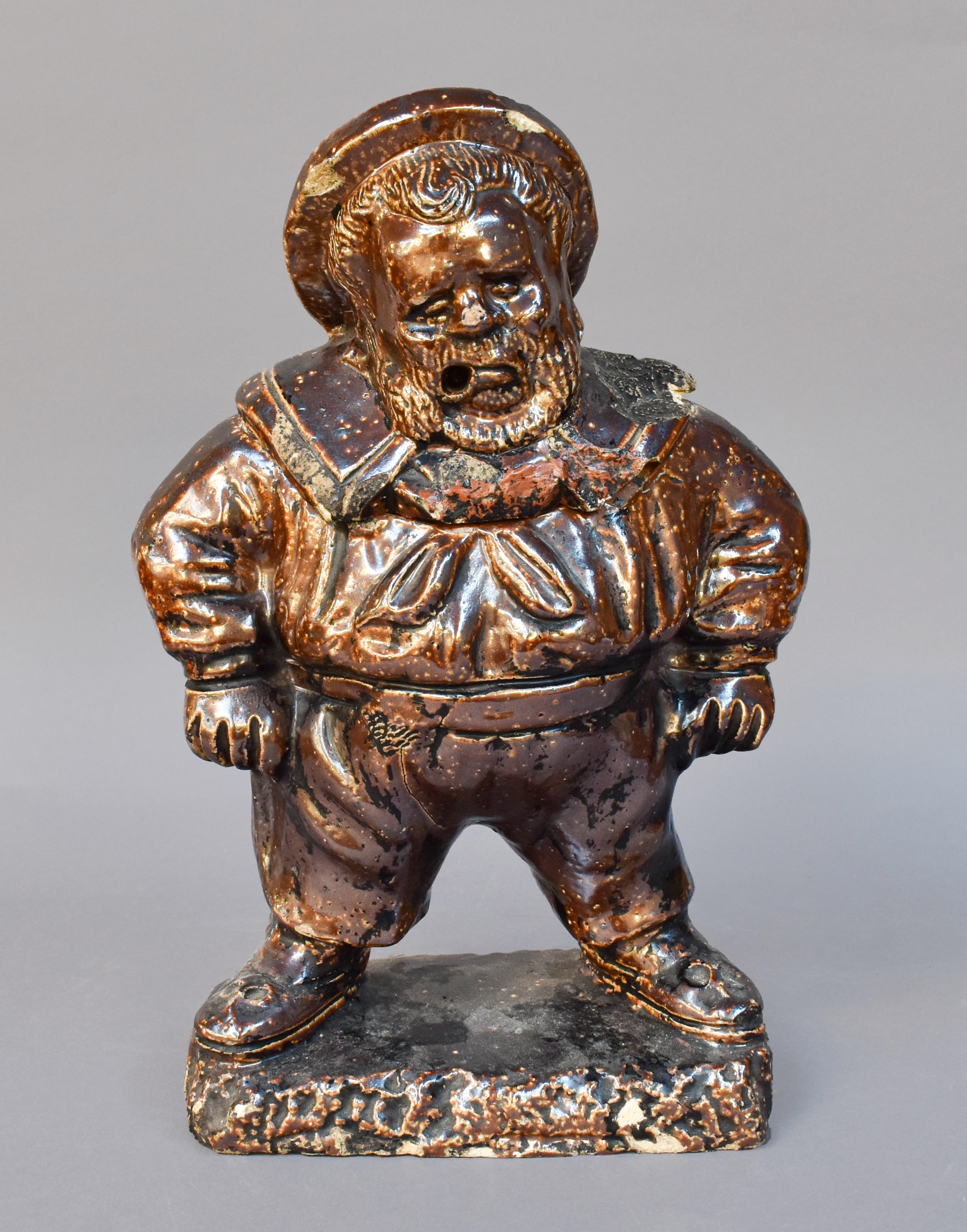 Lot 247 - A Salt Glazed Stoneware Figural Tobacco Jar