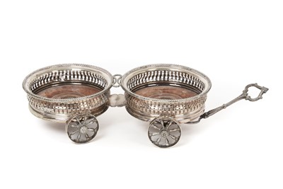 Lot 2135 - A Victorian Silver Plate Double Wine-Trolley