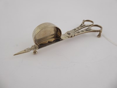 Lot 2022 - A Pair of George III Silver Candle-Snuffers and an Associated Stand
