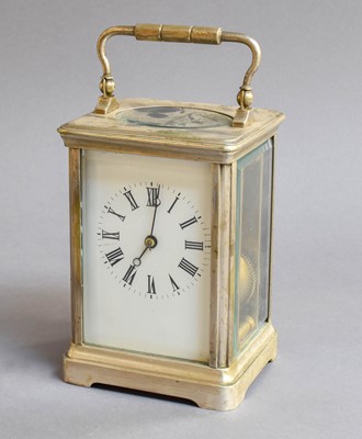 Lot 376 - A Silvered Brass Striking Carriage Clock,...