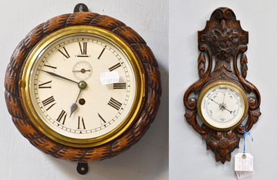 Lot 331 - A Bulkhead Clock, in a carved case, together...