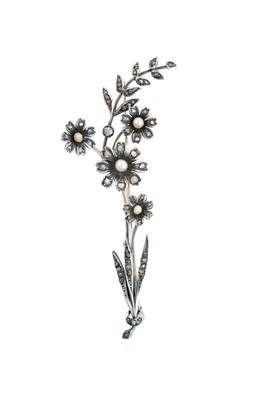 Lot 2023 - A 19th Century Pearl and Diamond Brooch...