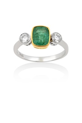 Lot 2035 - An Emerald and Diamond Three Stone Ring the...