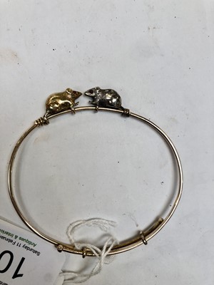 Lot 107 - An Expanding Mouse Bangle, the mice with...
