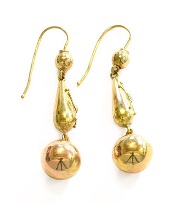 Lot 350 - A Pair of Drop Earrings, unmarked, with hook...