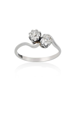 Lot 2111 - A Diamond Two Stone Twist Ring the old cut...