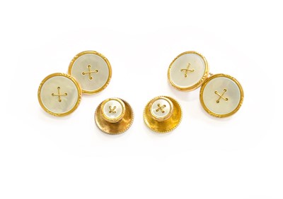 Lot 3 - Mother-of-Pearl Cufflinks and Two Dress Studs,...