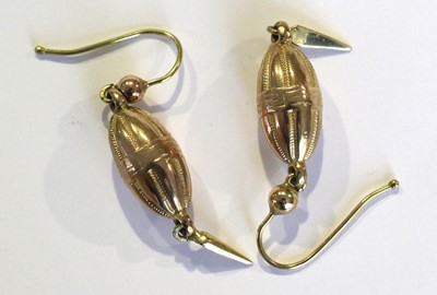 Lot 24 - A Pair of Drop Earrings, unmarked, with hook...