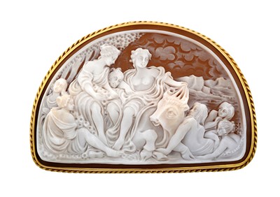 Lot 2173 - A Cameo Brooch the demi lune shell cameo...