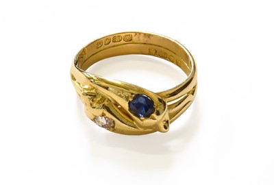 Lot 201 - An 18 Carat Gold Sapphire and Diamond Snake...