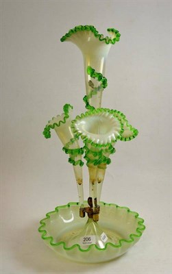 Lot 206 - A Victorian green vaseline glass table centrepiece