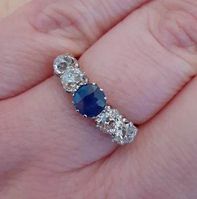 Lot 2027 - A Sapphire and Diamond Five Stone Ring the...