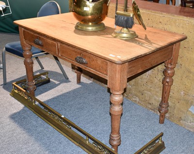 Lot 1229 - A Victorian Pine Two Drawer Table, bearing...