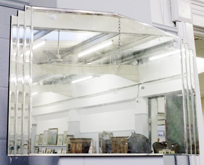 Lot 1351 - An Art Deco Frameless Mirror, 90cm by 60cm