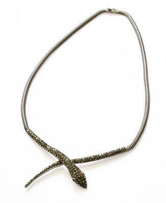 Lot 185 - A Marcasite Snake Necklace, length 41.7cm