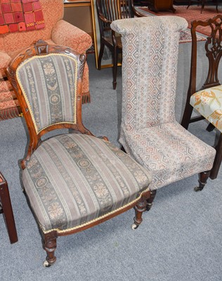 Lot 1264 - A Walnut Framed Bedroom Chair, together with a...