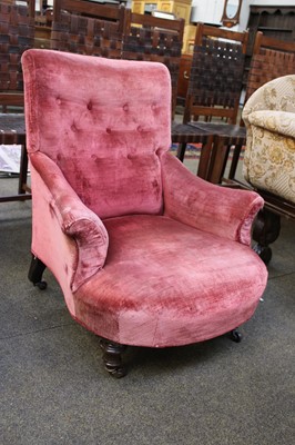 Lot 1385 - A Victorian Button Back Nursing Chair,...