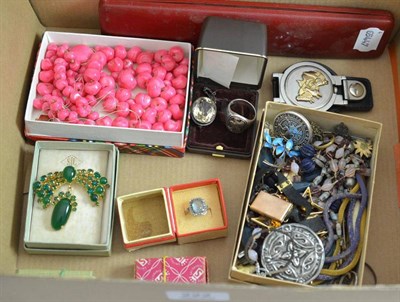 Lot 222 - A quantity of costume jewellery including Georg Jensen silver eagle ring etc