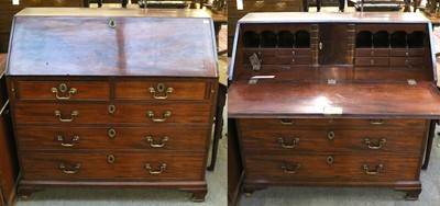 Lot 1245 - A George III Mahogany Bureau, with fitted...