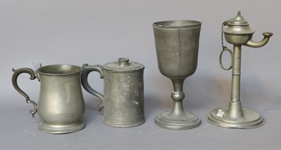 Lot 139 - Assorted Antique Pewter, including a pedestal...