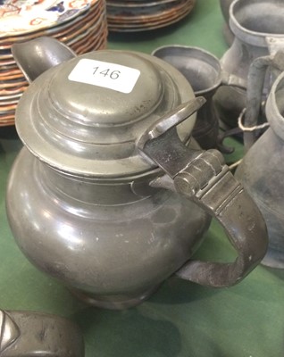 Lot 146 - Assorted Antique Pewter Hollow Wares,...