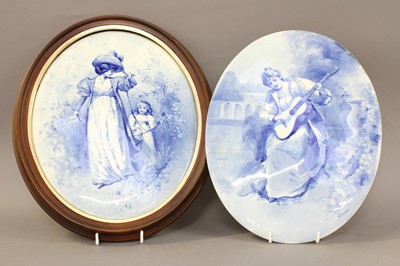 Lot 126 - Two Royal Doulton Style Oval Plaques ''Blue...