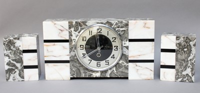 Lot 260 - An Art Deco Marble Mantel Timepiece, with...