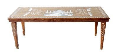 Lot 1282 - An Indian Hardwood Inlaid Coffee Table,...