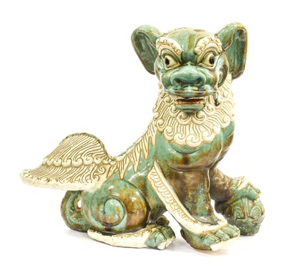 Lot 273 - A Pair of Chinese Turquoise-Glazed Dogs of Fo,...