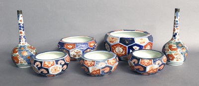 Lot 72 - A Set of Three Imari Porcelain Faceted...