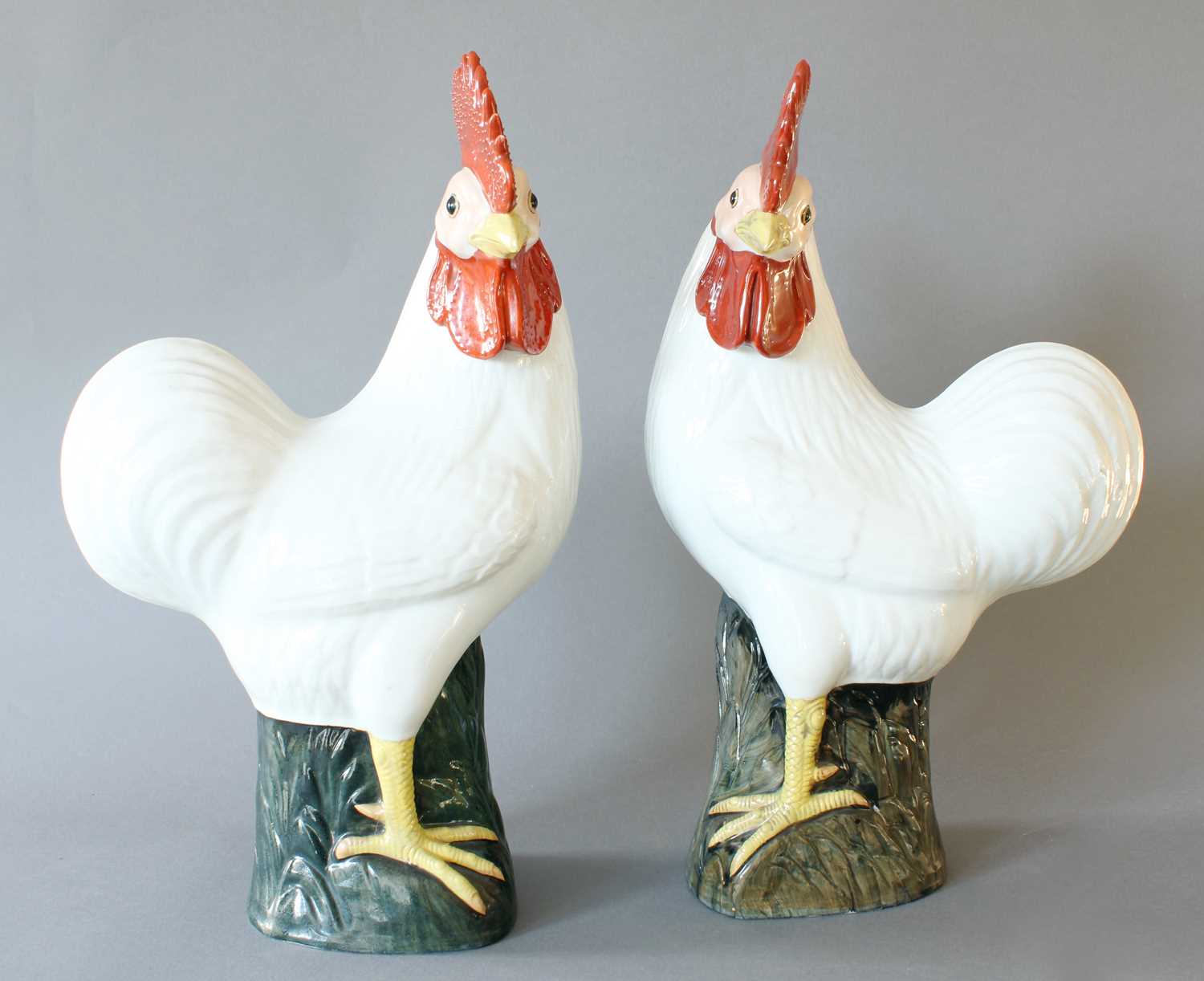 Lot 10 - A Pair of Chinese Porcelain Chickens, 20th...