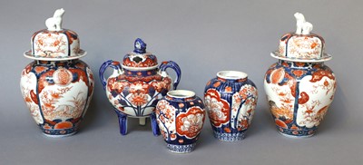 Lot 64 - A Pair of Imari Porcelain Jars and Covers,...