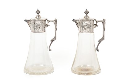 Lot 2155 - A Pair of Elizabeth II Silver-Mounted Glass Claret-Jugs