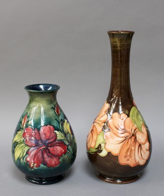 Lot 1 - A Walter Moorcroft Coral Hibiscus Vase and A...