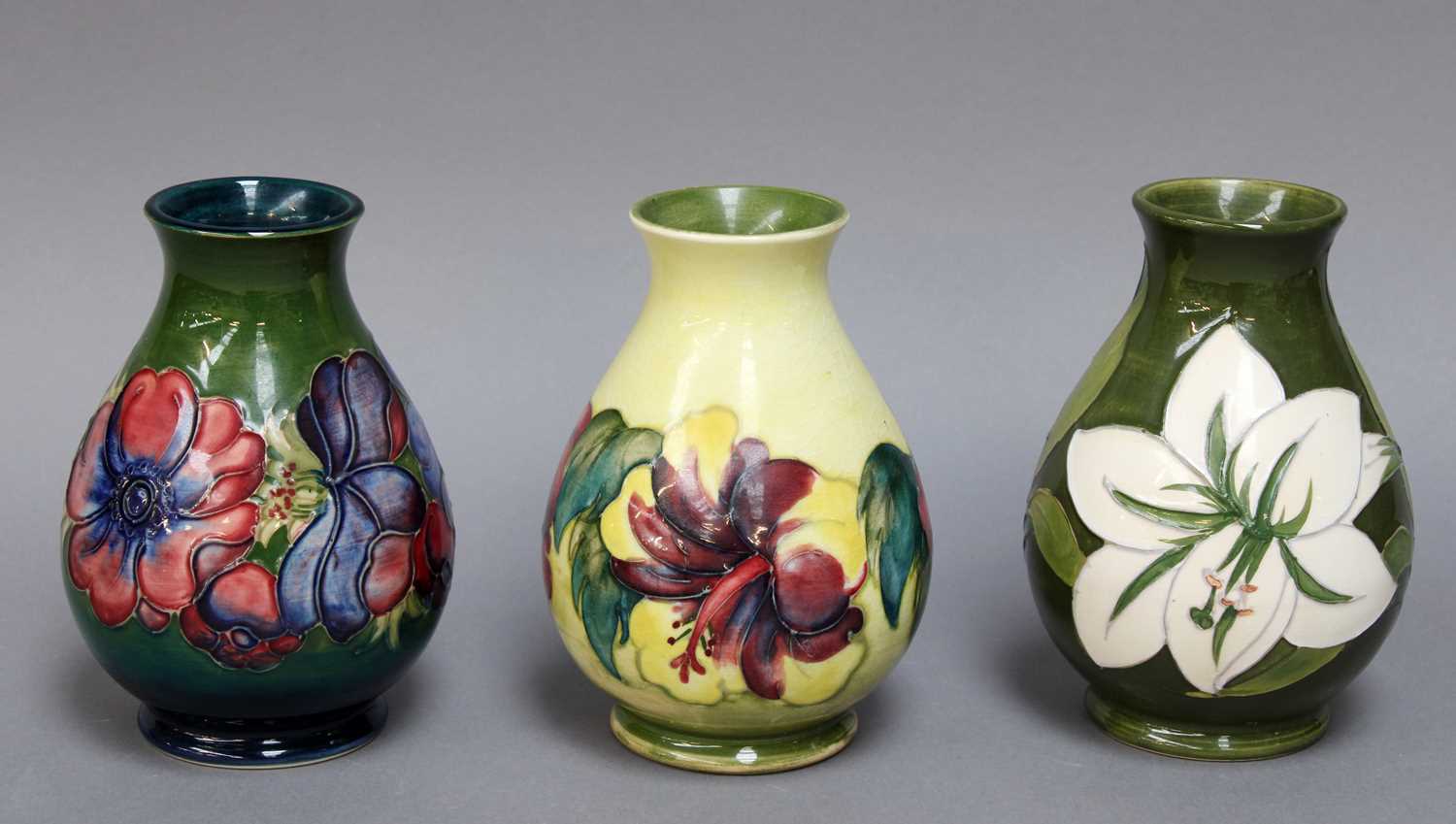 Lot 80 - Three Walter Moorcroft Vases, Anemone and...