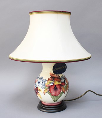 Lot 336 - A Moorcroft Orchid and Spring Flowers Lamp